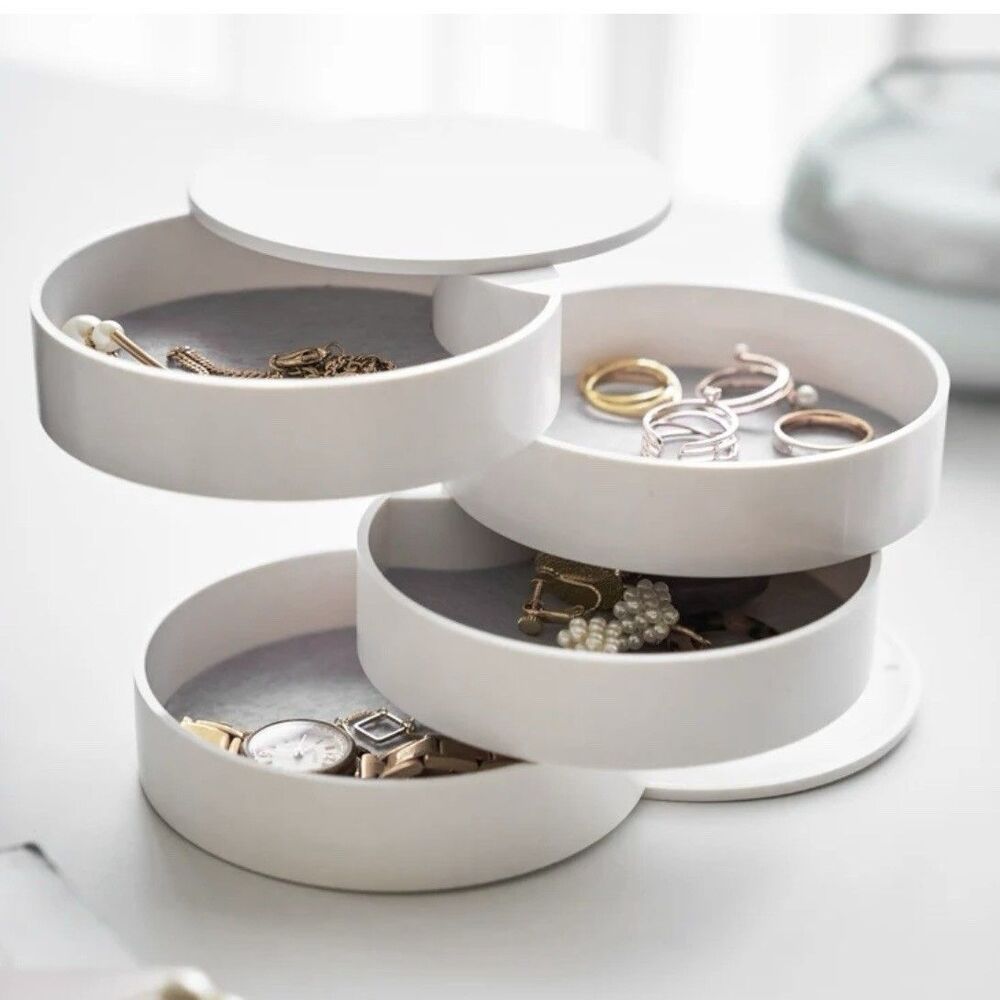 YAMAZAKI 4 Tier Rotating Jewelry Organizer White (Bx 1)